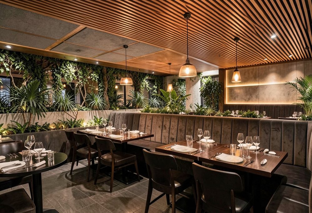 Restaurant dining room acoustic treatment project in New York, NY