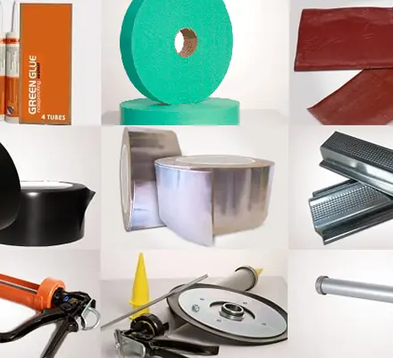 Accessories soundproofing products, Seals, putty pads, covers and finishing components.